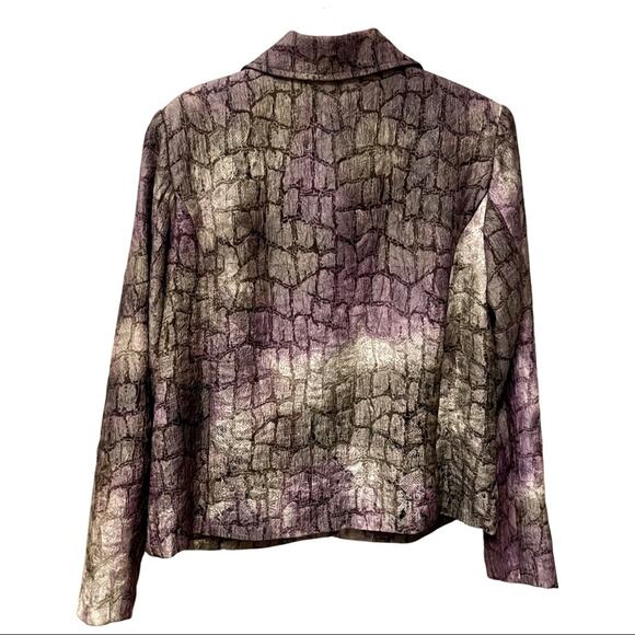 Vintage 90s Erin London Y2K Jacket Snakeskin Pattern Boxy Collared Zip Front Sm - Picture 2 of 12